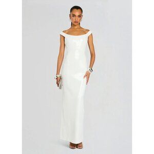 retrofete Jazmina Off Shoulder Sequin Dress White Womens Size XS